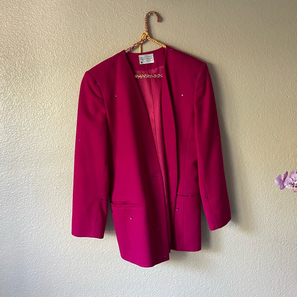 Rare vintage magenta blazer- size 10 - brand : miss Pendleton